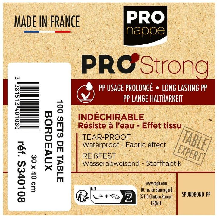 Produktbild PROnappe Einweg-Tischset Spunbond, 400 x 300 mm, bordeaux (40 x 30 cm)