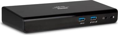 Productafbeelding Hamlet USB 3.0 Docking Station met Dual Display DVI en HDMI, hub met 6 USB-poorten, LAN EN AUDI (USB-A, USB-B, 6 Havens)