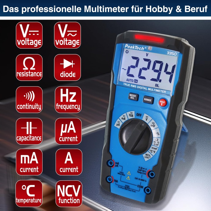 Image du produit Peaktech P 3350 Multimètre numérique True RMS (CAT III 600V)