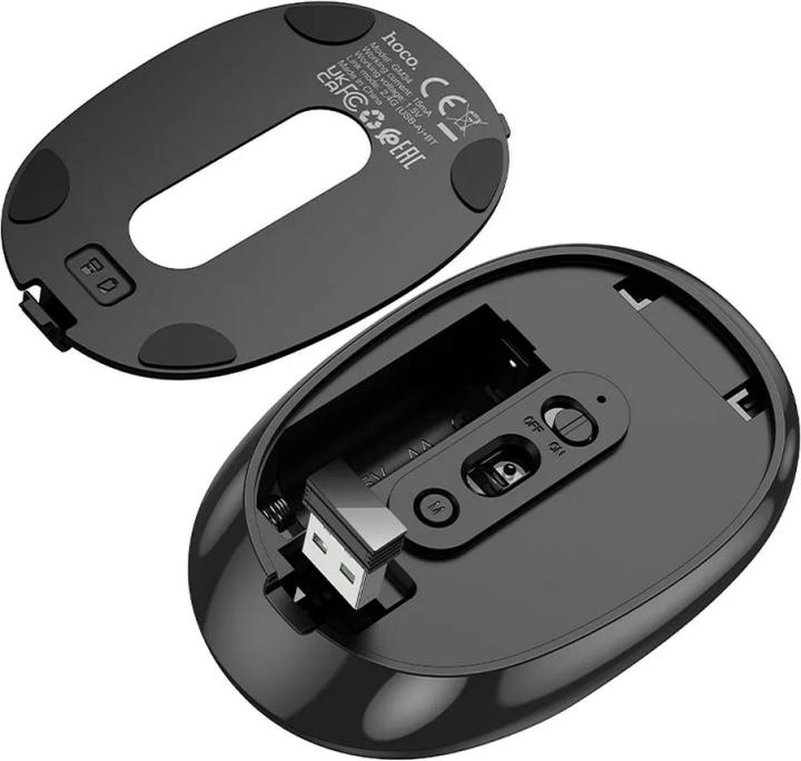 Actual product image Hoco Headphone with microphone computer wireless mouse 2,4G 1600 dpi GM34 black metal gray (Wireless)