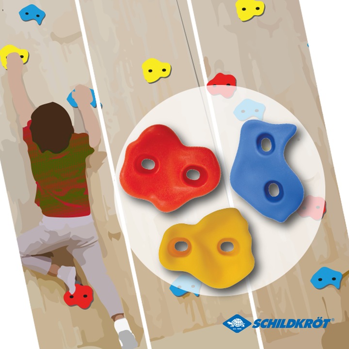 Immagine prodotto MTS Sacche per arrampicata per bambini Schildkröt®, 12 prese per il bouldering in 3 forme diverse. (Multicolore)