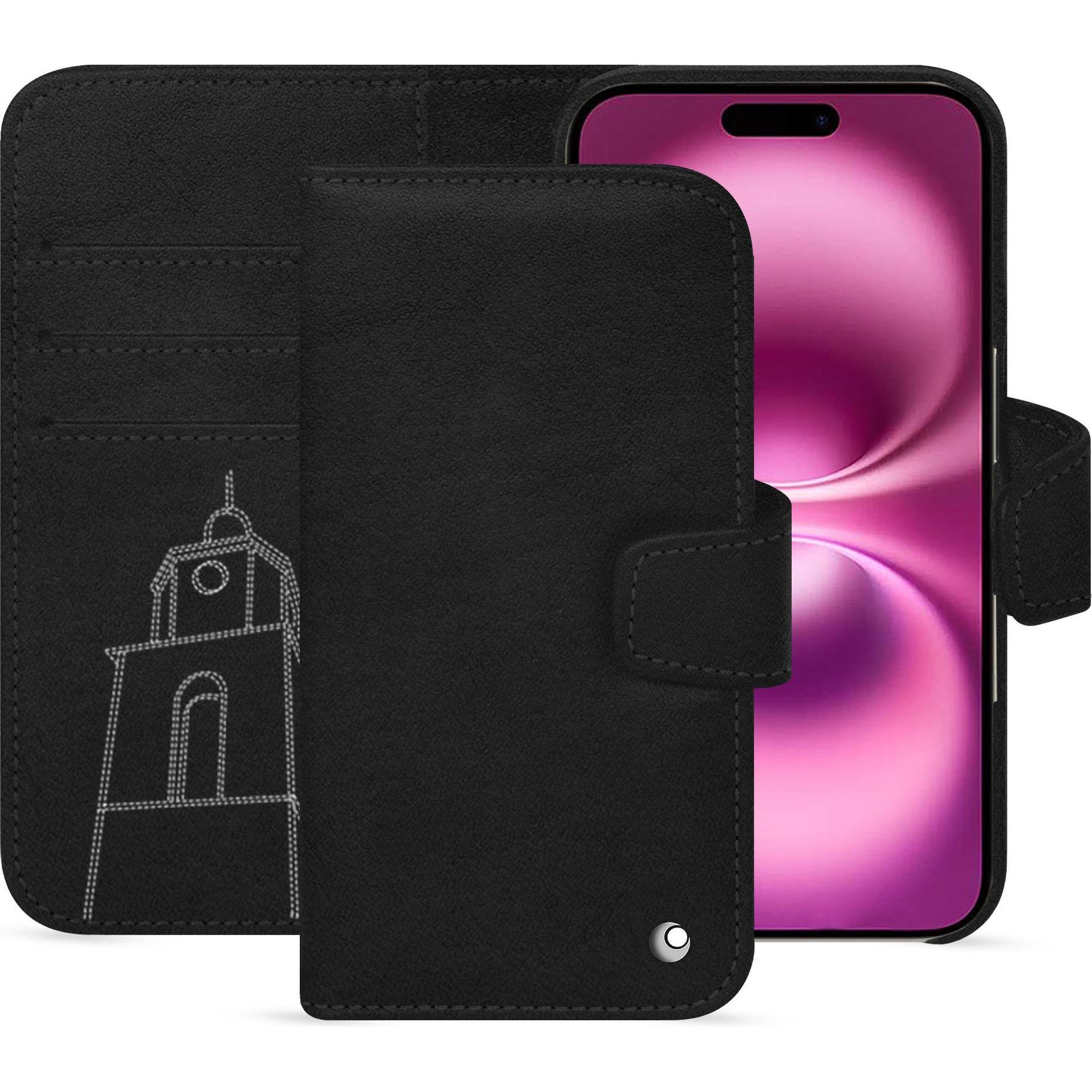 Noreve Lederschutzhülle Apple iPhone 16 Plus (Apple iPhone 16 Plus), Smartphone Hülle, Schwarz
