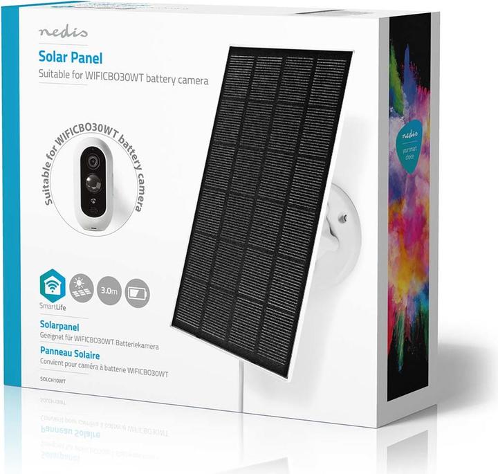 Produktbild Nedis Sonnenkollektor 4.5 V DC 0.5 A A Micro USB Seillänge: 3.00 m Zubehör für: WIFICBO30WT (3 W)