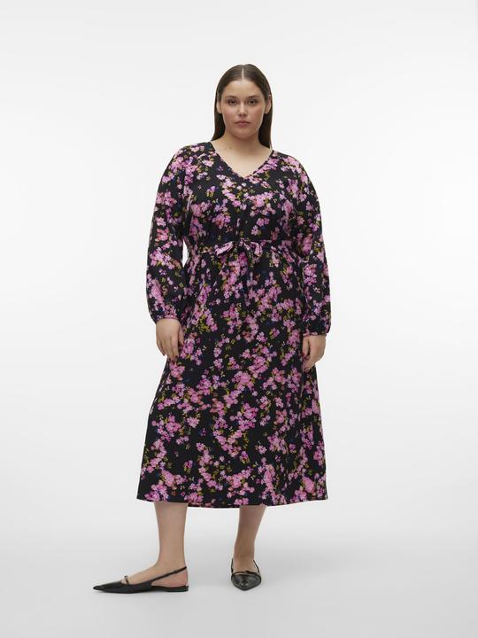 Produktbild Vero Moda Normal geschnitten Rundhals Curve Nicht verstellbare Bündchen Langes Kleid Kleid (50)