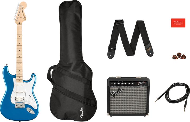 Fender Affinity Series Stratocaster HSS Pack MN Lake Placid Blue starterset elektrische gitaar (E-Gitarren Set, Maple, Ahorn)