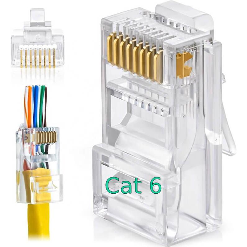 W-Star Conduttore UTP RJ45EZ Cat6 100ks pozlacen? 6SLD passante WSRJ45EZC6100 (Accessori di rete), Accessori di rete