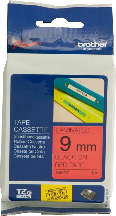 Brother Tze-421 (0.90 cm, Rot, Schwarz)
