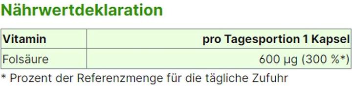 Nutritional values and ingredients Energybalance Folic Bio-Active (90 pcs., Capsules, 17.50 g)