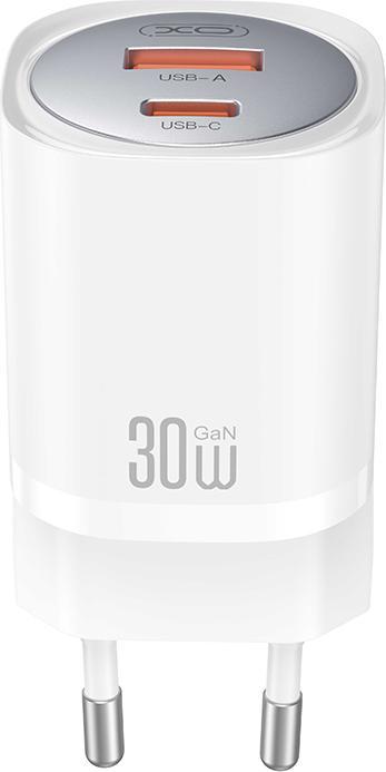 Image du produit xO chargeur mural CE21 PD 33W 1x USB-C 1x USB blanc + câble USB-C - USB-C (30 W, 2 ports)