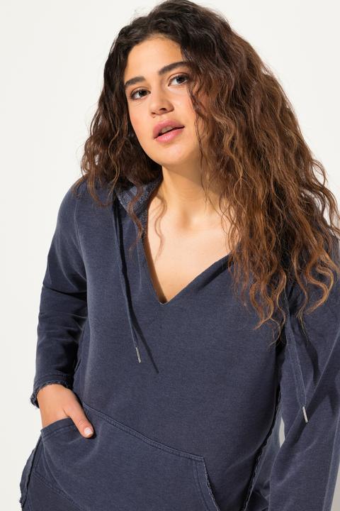 Produktbild Ulla Popken Hoodie, offenkantig, Kapuze, V-Ausschnitt, Langarm (42, 44)