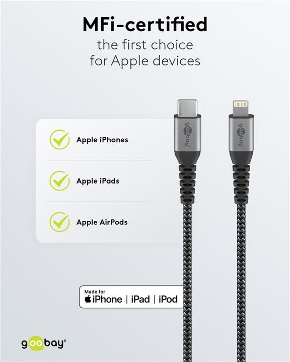 Produktbild Goobay USB Typ C – Lightning (1 m, USB 4.0, 60 W)