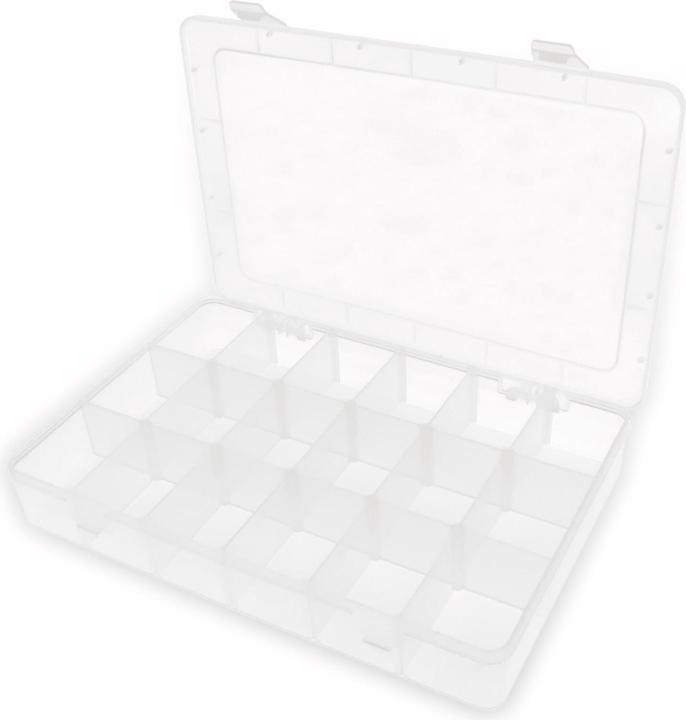 Pollin Electronic Sortimentsbox, 275x182x43, 18 Fächer, PP, transparent