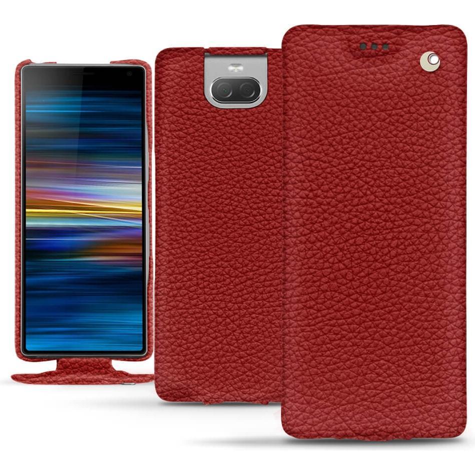 Noreve Lederschutzhülle vertikal (Sony Xperia 10 Plus), Smartphone Hülle, Rot