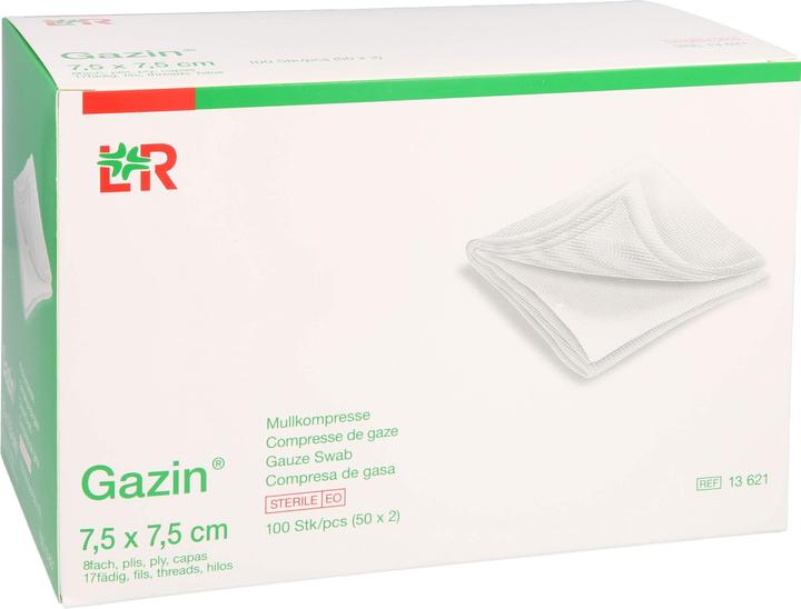 Actual product image Gazin Mullkompressen 7.5x7.5cm 8-fach steril