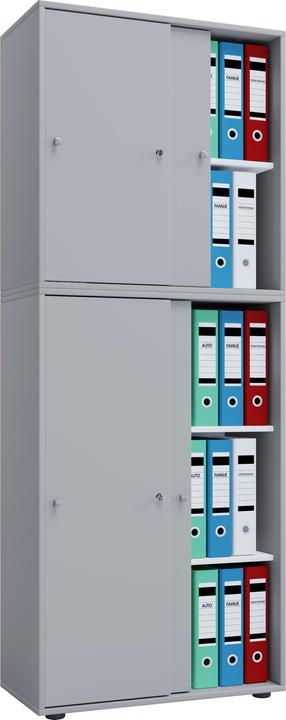 Actual product image VCM Wooden Office Cabinet File Shelf Lona 5 compartments sliding doors (70 x 40 x 184 cm)