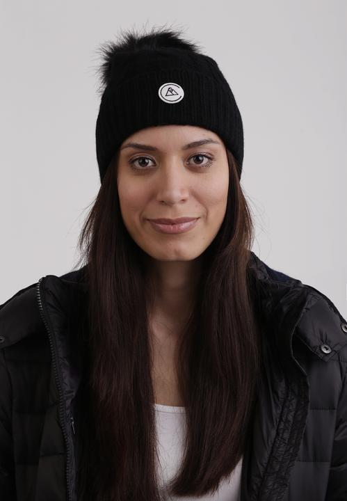 Image du produit Cash-Mere Kaschmir Mütze mit Zopfmuster und Bommel (Taille unique)