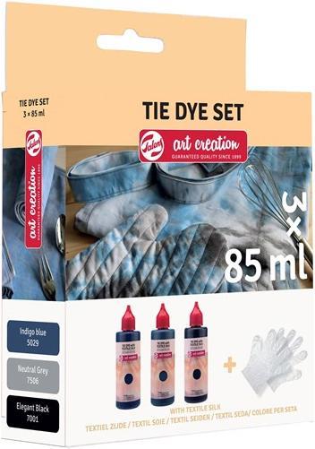 Produktbild Talens Textilfarbe 3 Farben à 85 ml, Blau/Grau/Schwarz (Indigo Blue, Elegant Black, Neutral Grey, 85 ml)
