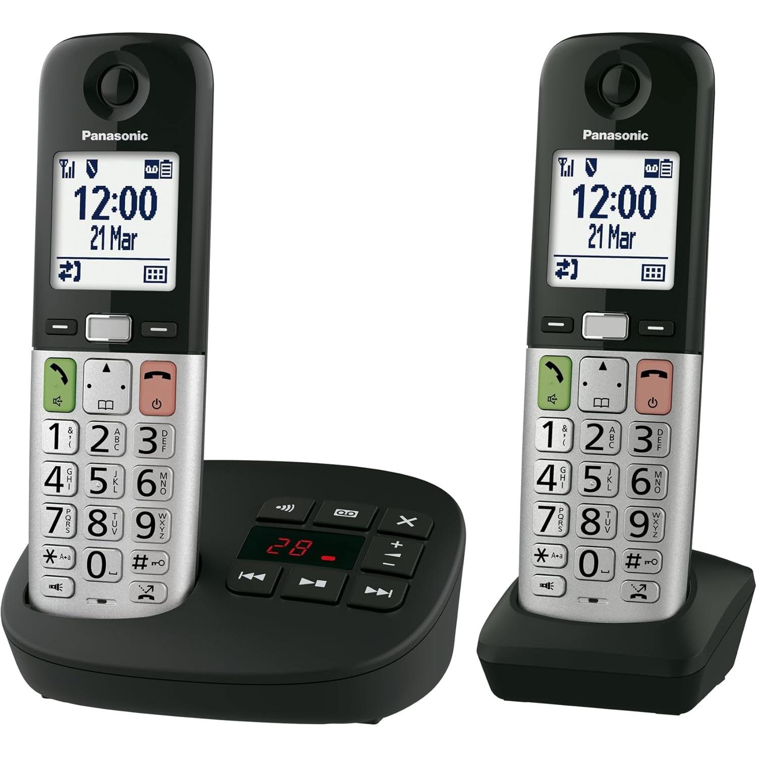 Panasonic KX-TGU430EXB DECT Telefoon met Groot Display/Toetsen - Duo Set, Telefon, Weiss, Schwarz, S