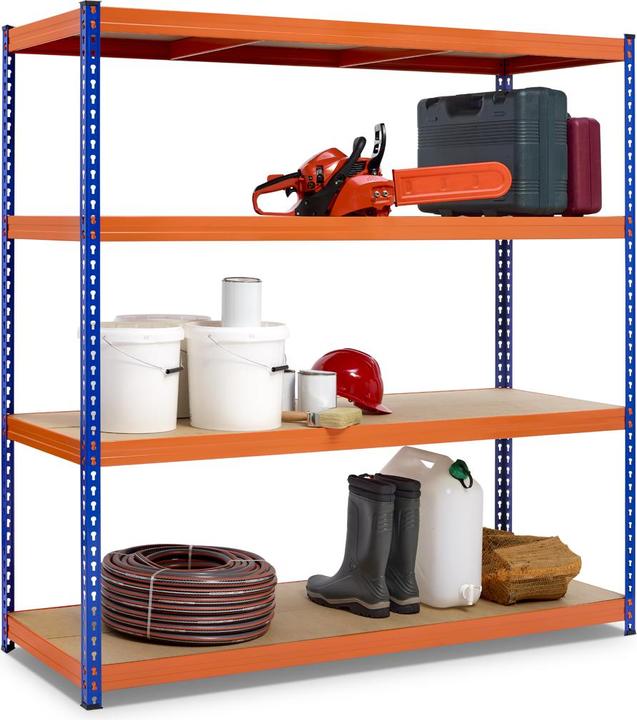 Actual product image Avasco Schwerlastregal Robus 400 blau orange 1800x1800x600 mm 4 Bden Tragkraft 1600 kg