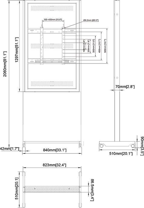 Image du produit Multibrackets Support mobile pour écran 55", universel, acier