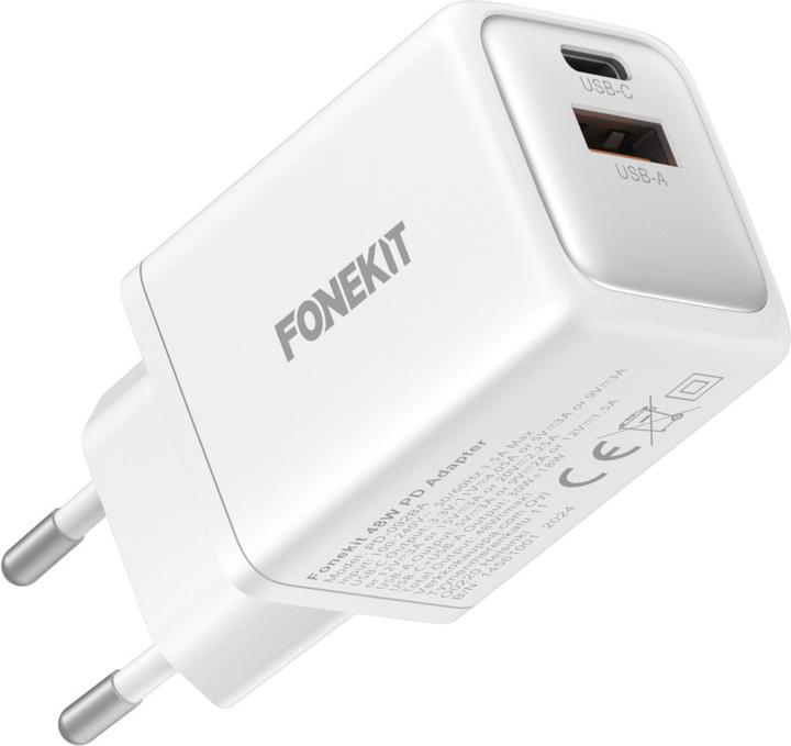 Produktbild FoneKit GaN PD 48W Charger, USB-C + USB-A, white (48 W, 2 Ports)