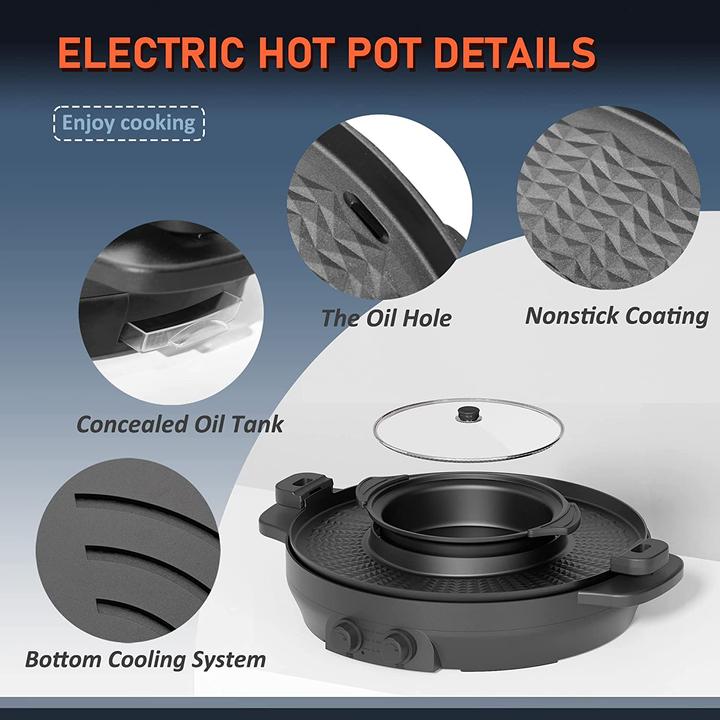 Actual product image Enfrifam 2 in 1 Elektrischer Hot Pot Grill