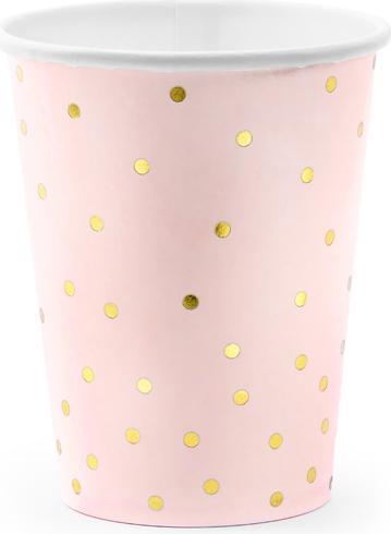 Partydeco Tazze a pois, rosa chiaro, 260 ml (1 pz / 6 pz) (6 x)