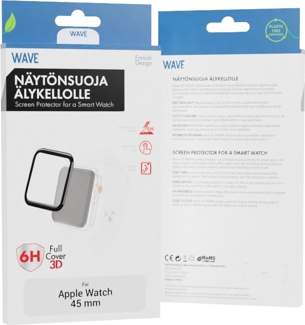 Wave 3D PMMA -näytÃƒƒ¶nsuoja, Apple Watch, musta