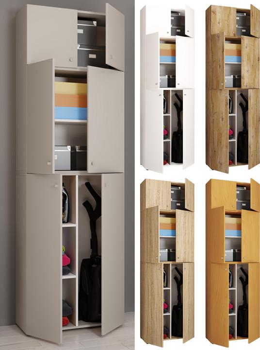 Image du produit VCM Holz Besen Putzschrank Lona mit Drehtüren Aufsatz (70 x 39 x 223 cm)