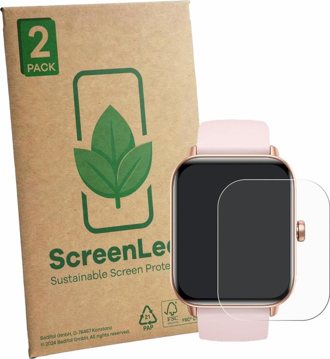 Produktbild ScreenLeaf Schutzfolie für Trunsif Smartwatch 1.85" nachhaltiger Displayschutz Display Schutz Folie Klar