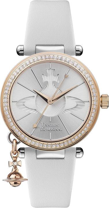 Vivienne Westwood Orb Pastelle Ladies Quartz Watch with Silver Dial and White Leather Strap (32 mm)