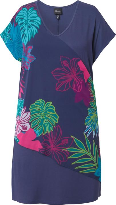 Produktbild Ulla Popken Jerseykleid, Chiffon-Überwurf, V-Ausschnitt, Halbarm (54)