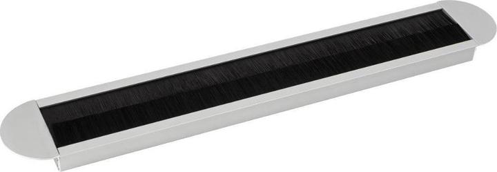 Actual product image TecLines TKB004 Table cable aperture rounded split brush seal, silver (Cable hole)