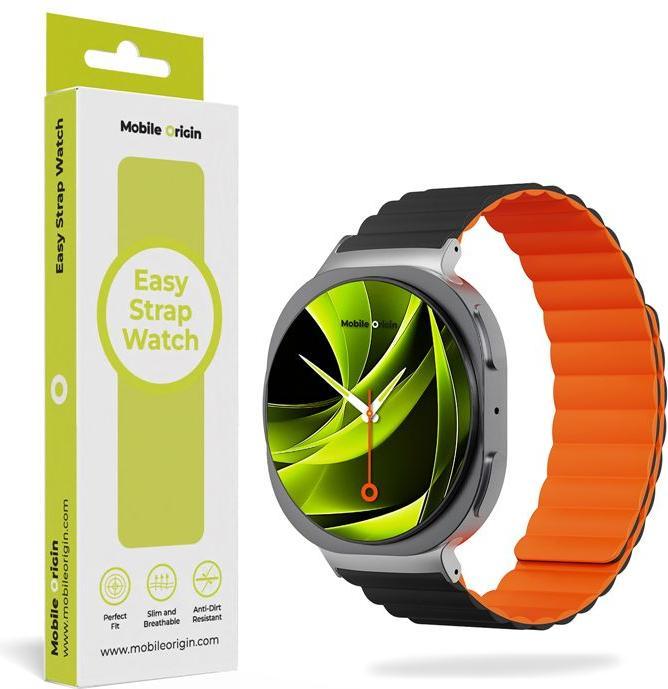Mobile Origin Easy Strap Magnétique Galaxy Watch 8 Noir/Orange (20 mm)