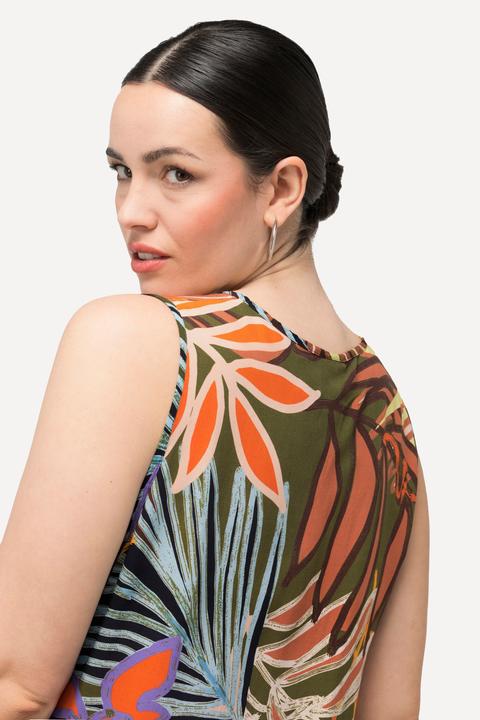 Produktbild Ulla Popken Kleid, Blätter, Volantsaum, V-Ausschnitt, ärmellos (46, 48)