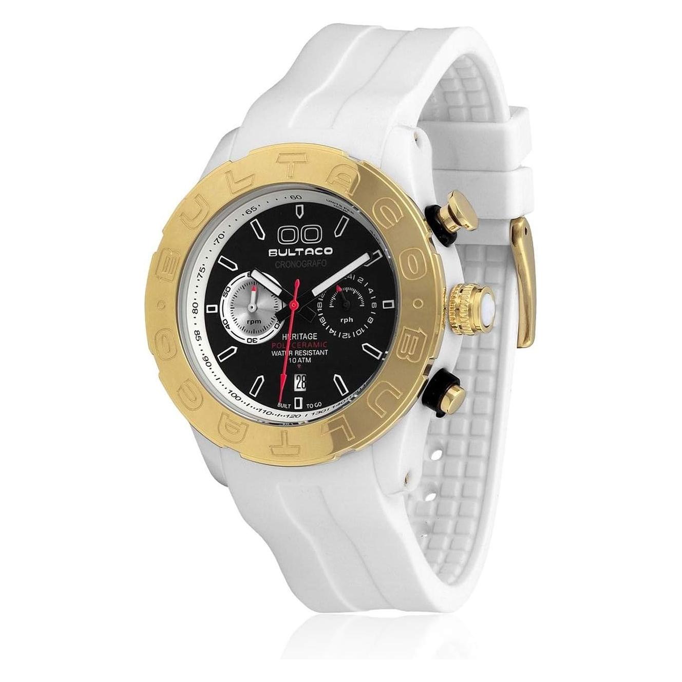 Bultaco, Horloge, Dameshorloge H1PW43C-CV1 (Ø 43 Mm), Wit, Zwart, Grijs, (Chronograaf, 43 mm)