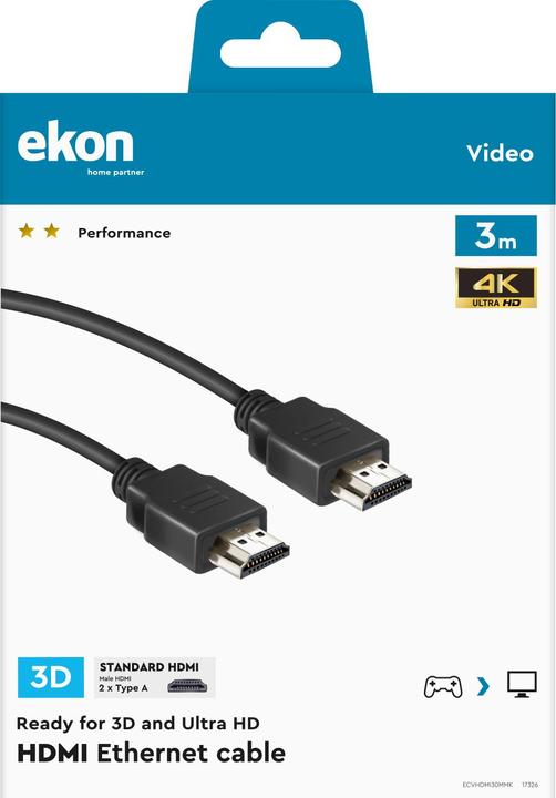 Actual product image Ekon HDMI (Typ A) — HDMI (Typ A) (3 m, HDMI, 1.4)