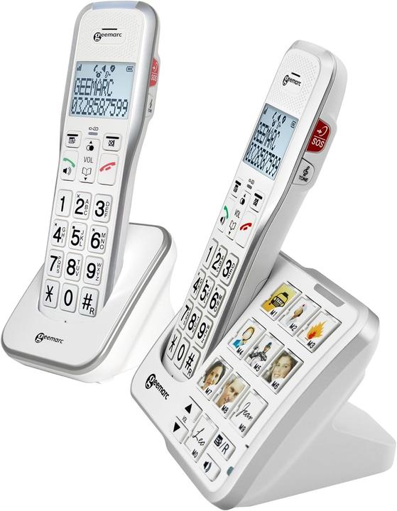 Actual product image Geemarc AMPLIDECT 595-2 PHOTO Cordless telephone for seniors Answering machine, photo buttons Illuminated