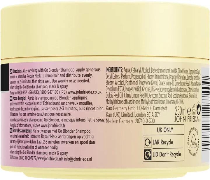 Actual product image John Frieda Go Blonder Intensive Repair Mask Hair Treatment (250 ml)