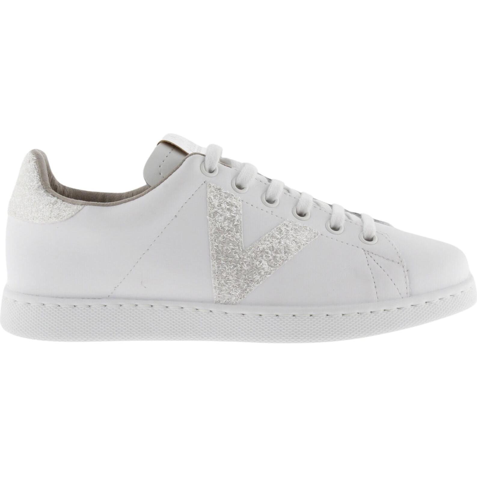Victoria, Damen, Sneaker, sneakers aus leder tennis glitter, Weiss, (37)