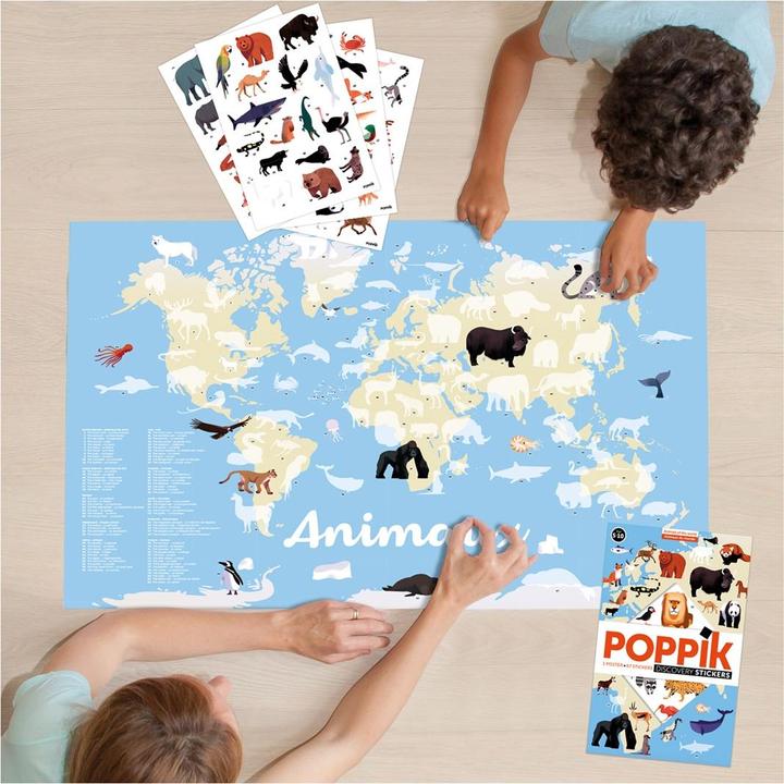 Produktbild Poppik Sticker Lernposter Tiere der Welt (67 Sticker)