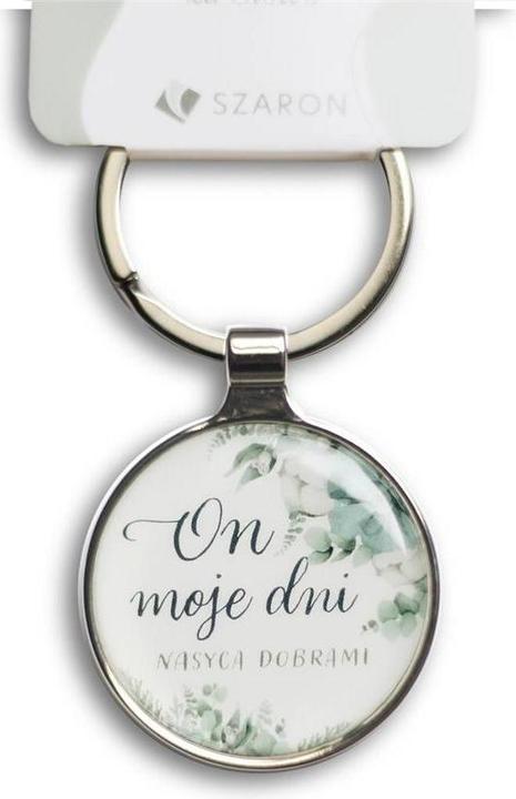 Actual product image Szaron Keyring Silver Metal Keyring - He Satiates My Days