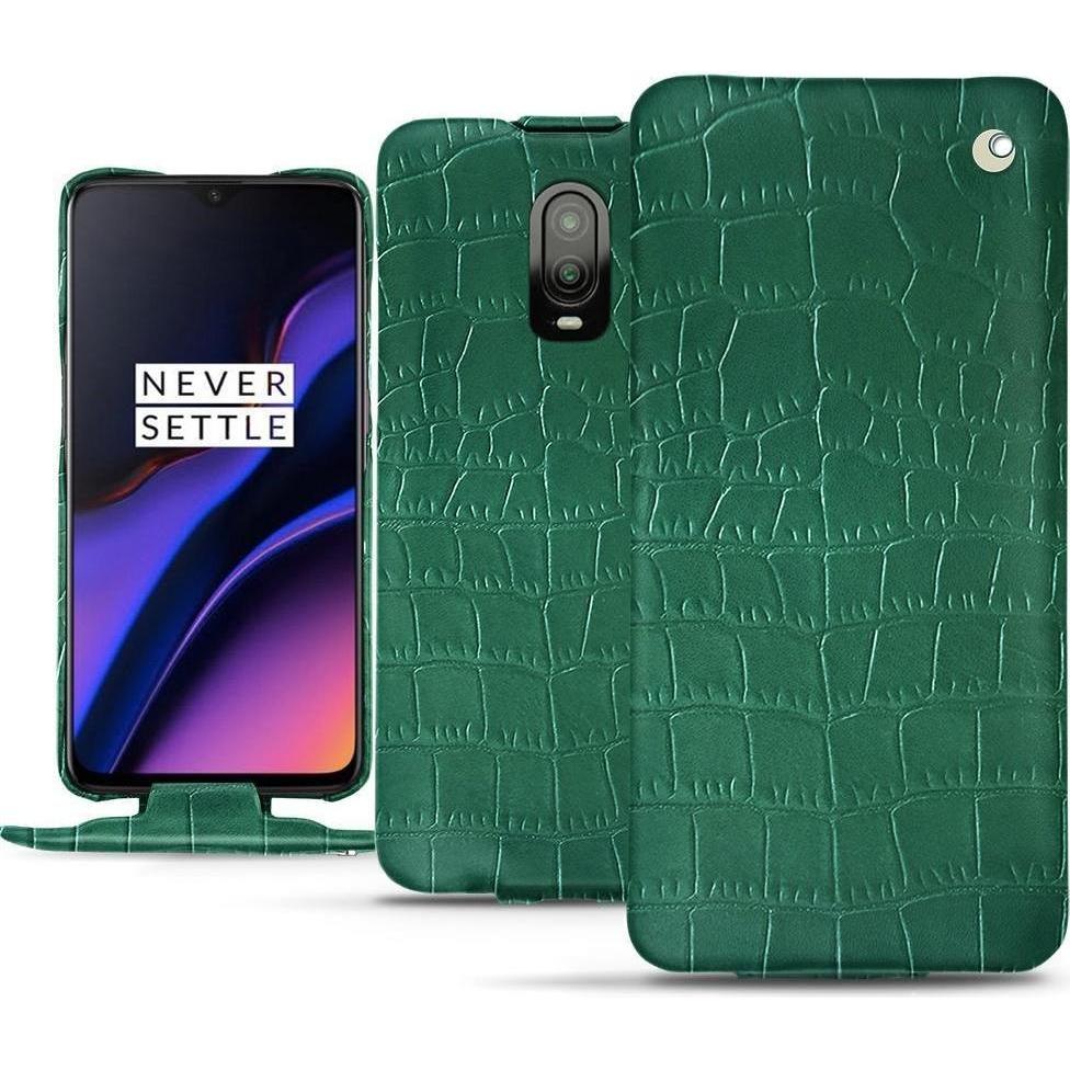 Noreve Lederschutzhülle vertikal (OnePlus 6T), Smartphone Hülle, Grün