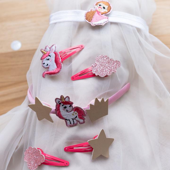 Produktbild Papierdrachen Haarschmuck Set – Haarreif mit Patches – Prinzessin