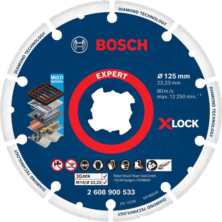 Bosch Professional Zubehör EXPERT Diamond Metal Wheel X-LOCK Trennscheibe, 125 x 22,23 mm