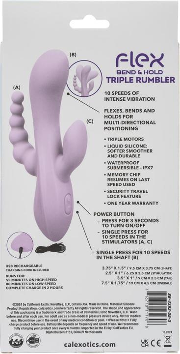 Actual product image CalExotics Bend & Hold Triple Rumbler Vibrator