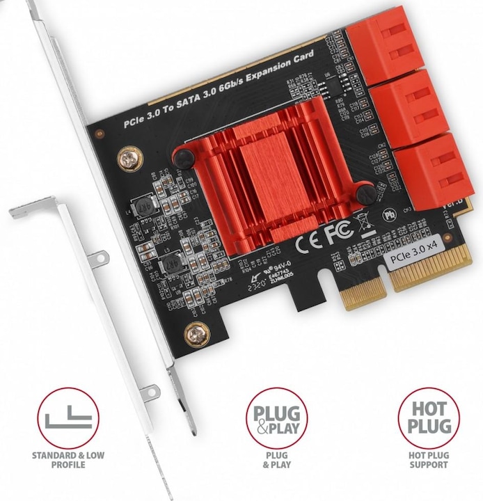 Actual product image Axagon PCES-SA6 interface cards/adapter Internal SATA