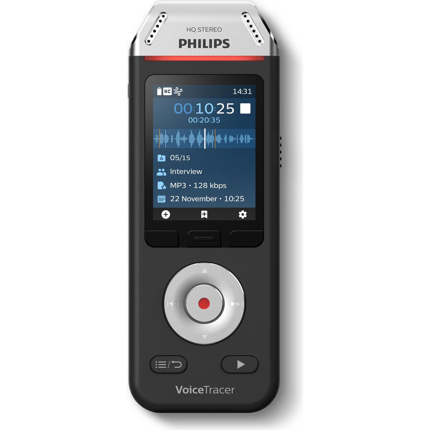 Philips Voice Tracer DVT2110 (8 GB), Diktiergerät, Schwarz