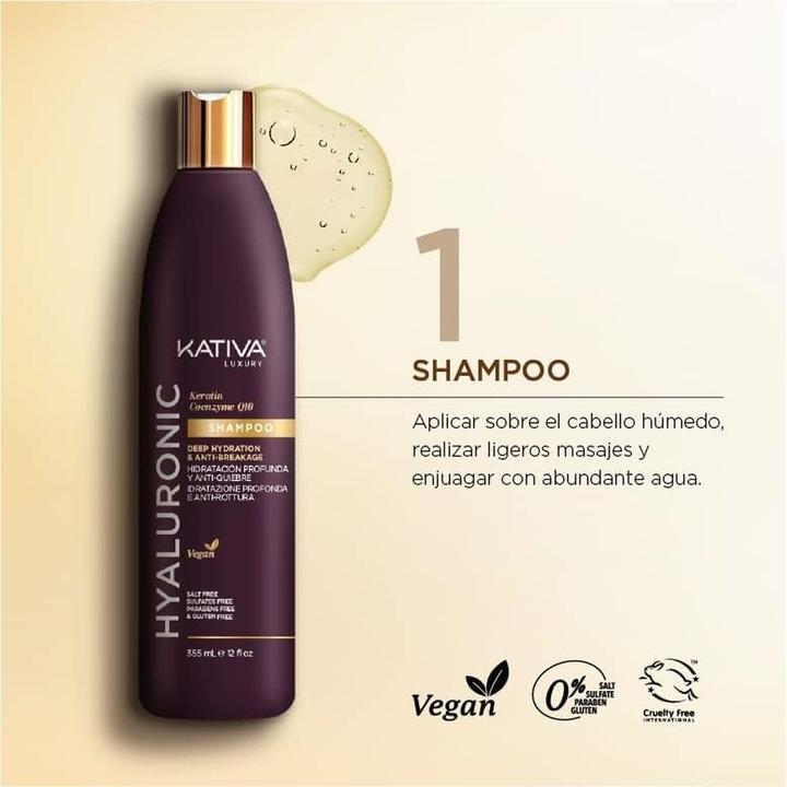 Actual product image Kativa Luxury Shampoo with Hyaluronic Acid, Keratin, and Coenzyme Q10 (Liquid shampoo)