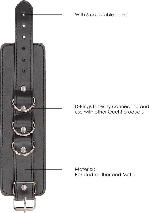 Image du produit Ouch! Bonded Leather Hand or Ankle Cuffs - With Adjustable Straps